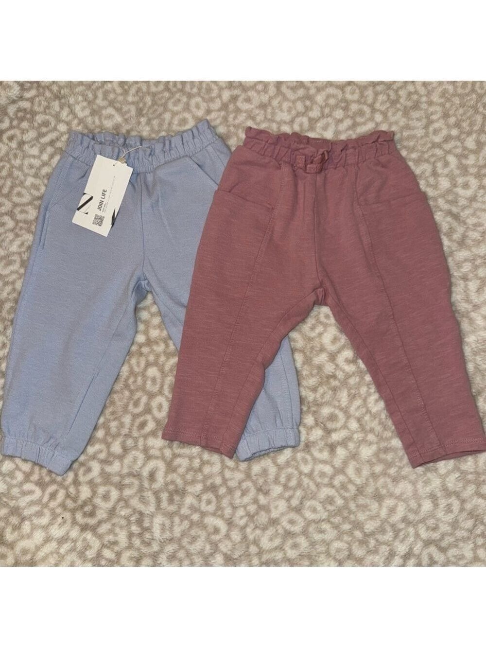 Zara Girls Sweatpants 12-18 Months Light Blue Mauve